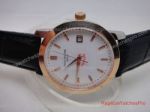 Replica Patek Philippe Geneve Rose Gold White Dial Rose Gold Case Leather Watch 